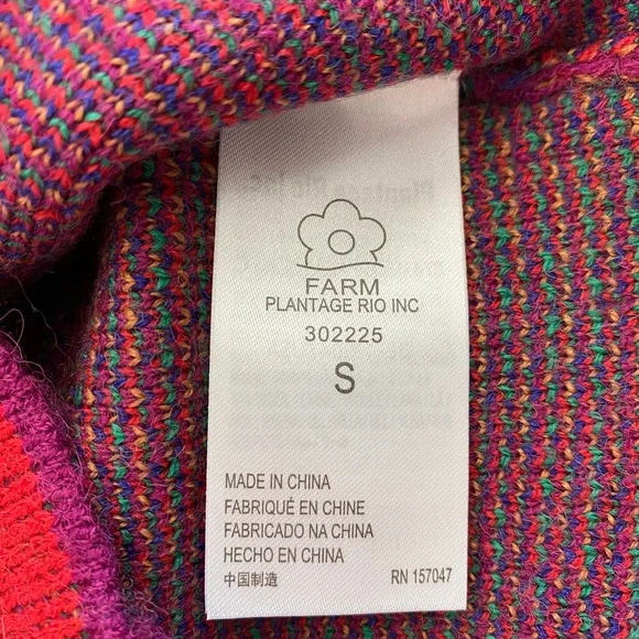 NWT FARM RIO Rainbow Wild Hearts Sweater Dress Bubble Sleeve Mock Neck Mini S - Picture 10 of 14